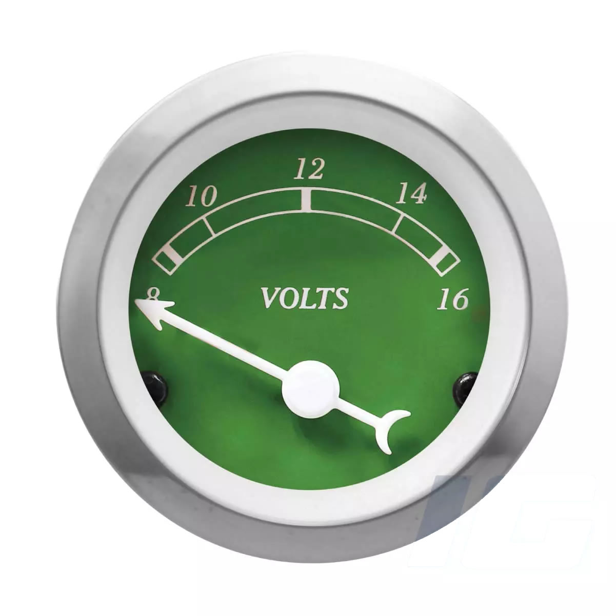 52mm Green Face White Needle - Volt Gauge For Vintage Car